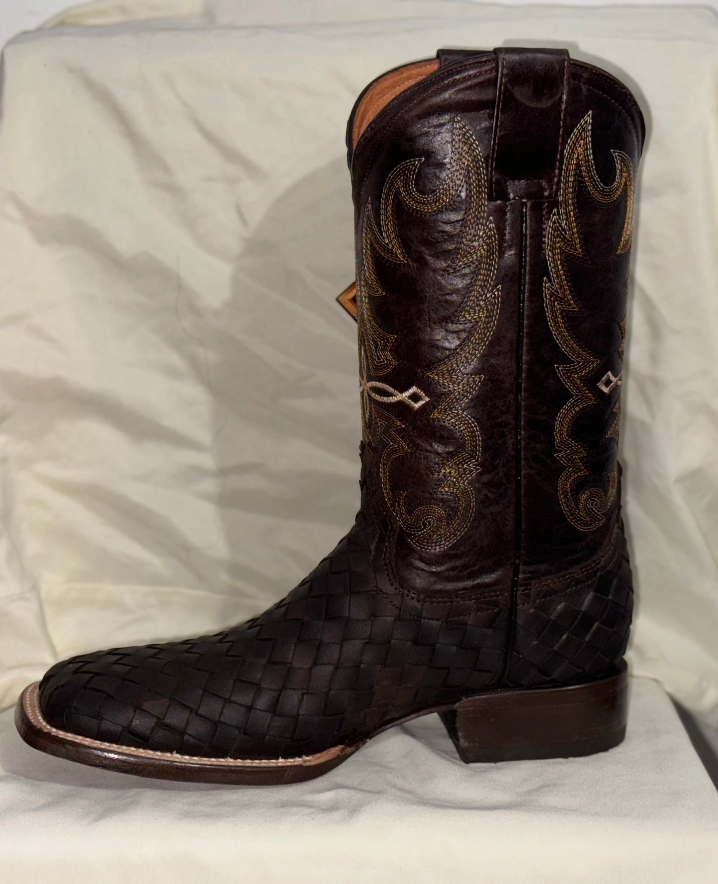 Men's Brown Checkered Pattern Boot