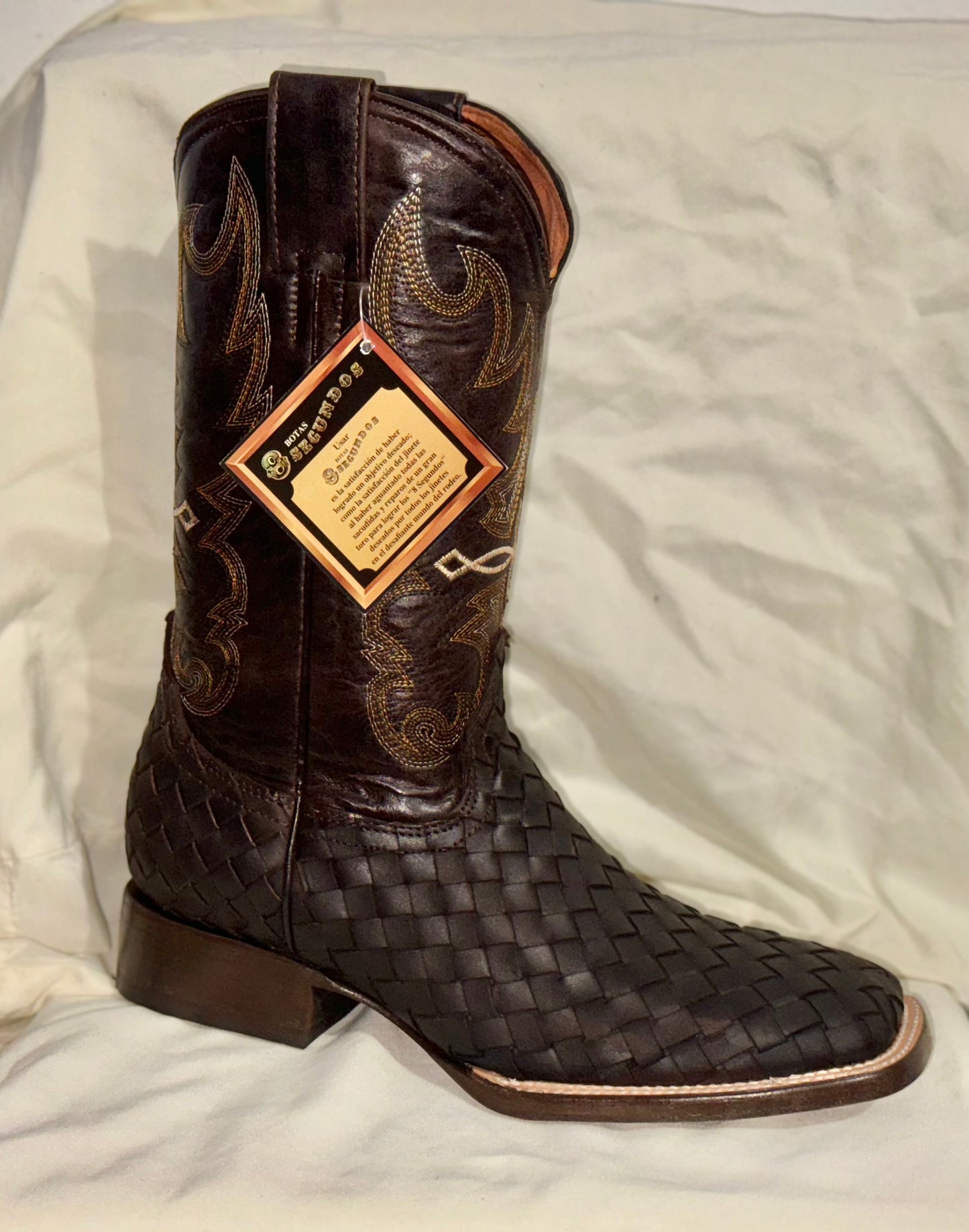 Men's Brown Checkered Pattern Boot