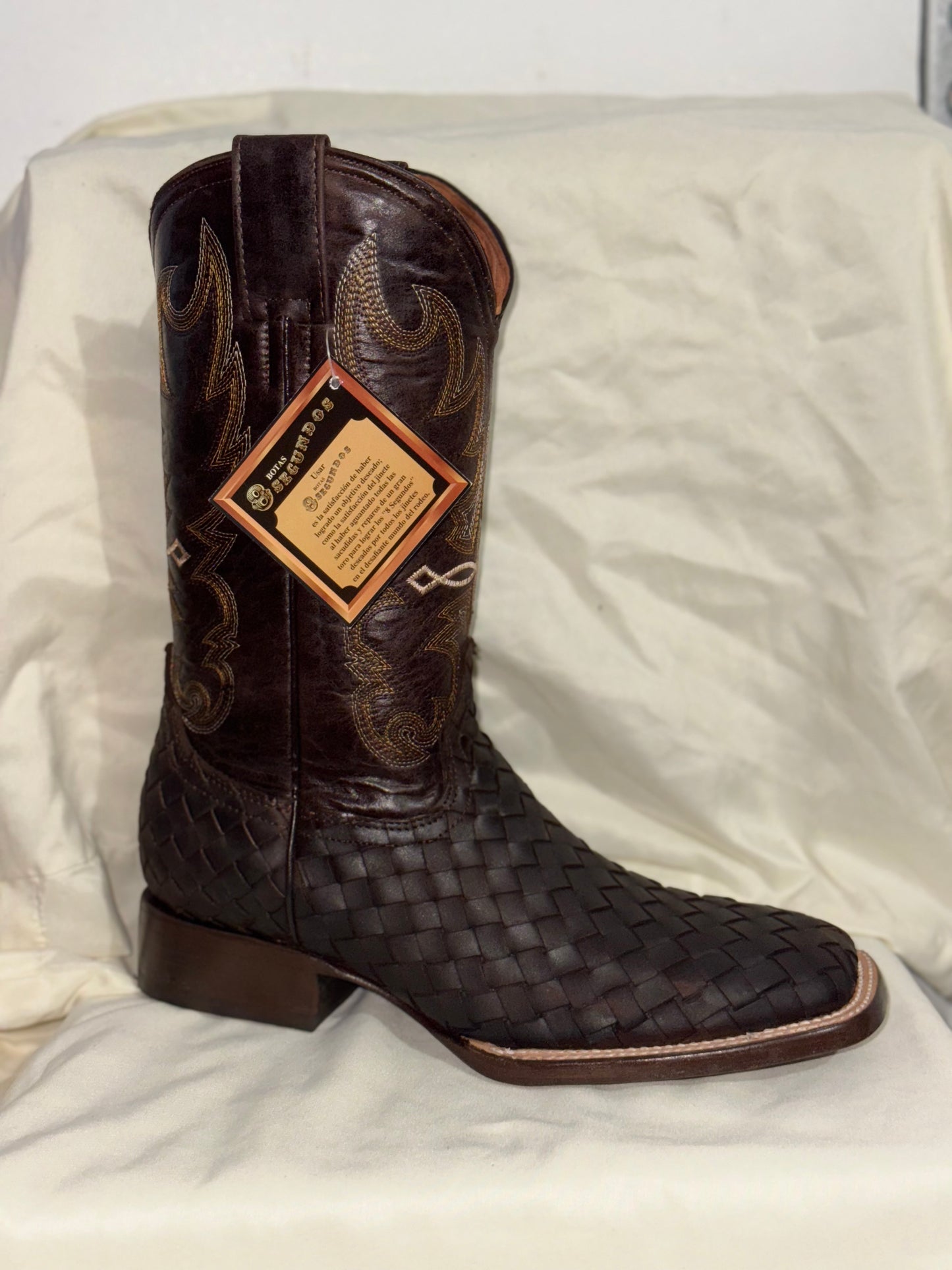 Men's Brown Checkered Pattern Boot