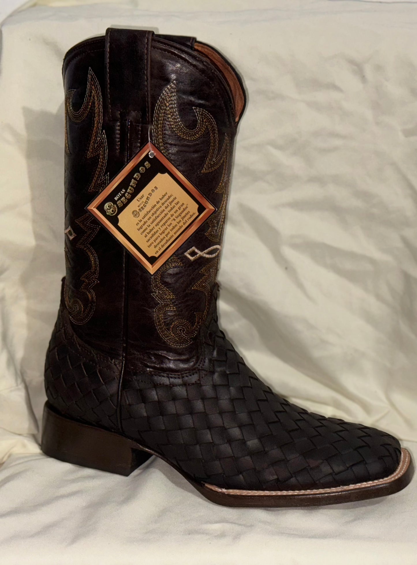 Men's Brown Checkered Pattern Boot