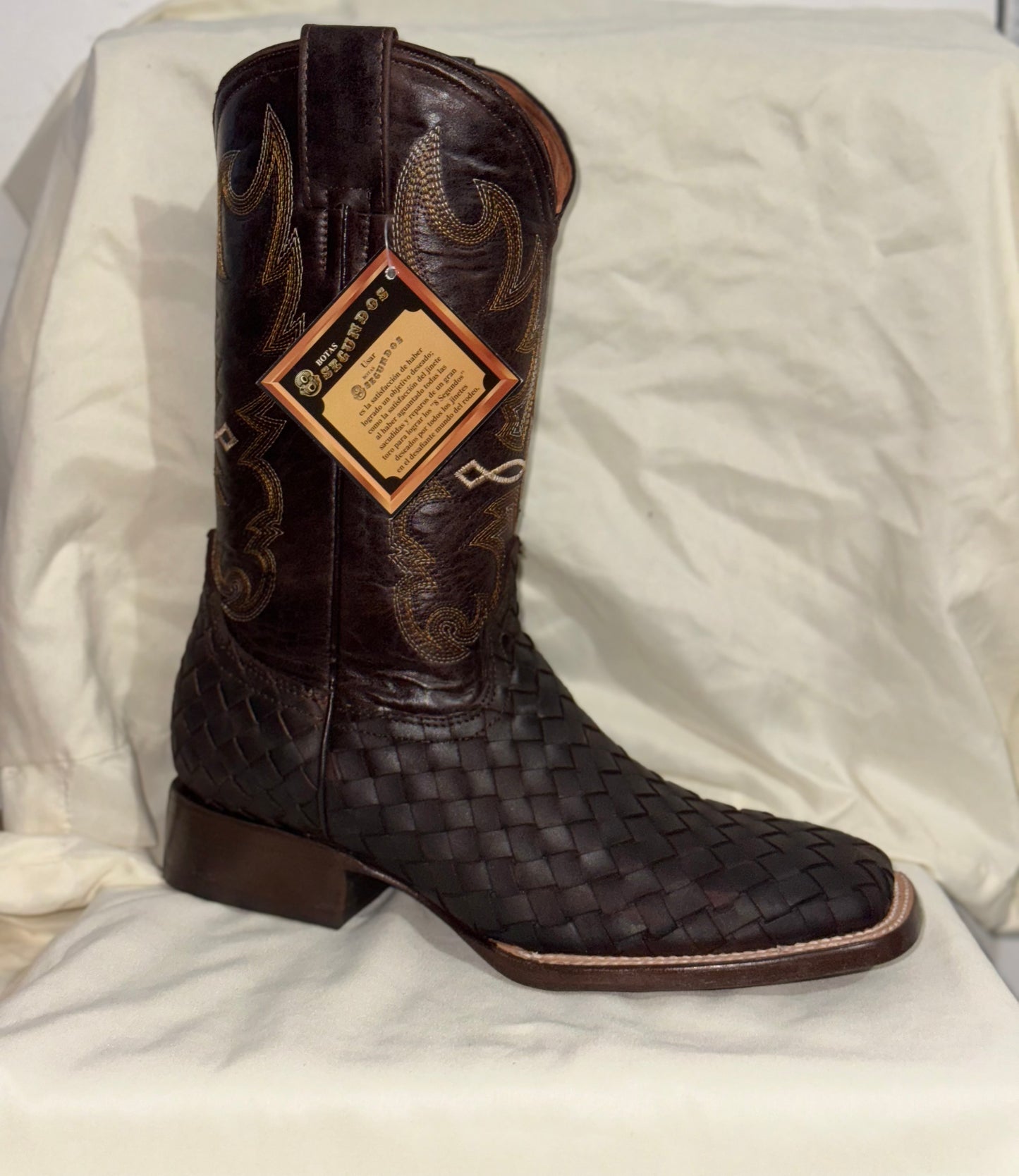 Men's Brown Checkered Pattern Boot